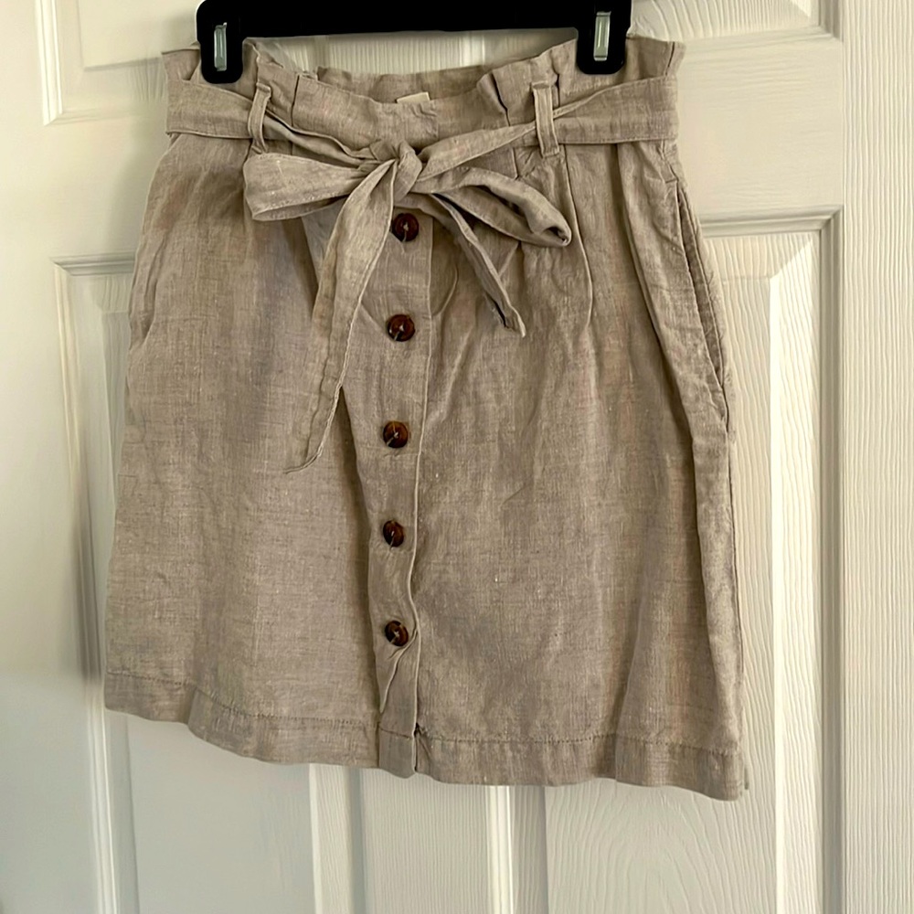 H&M Beige Mini Skirt with Button Detail